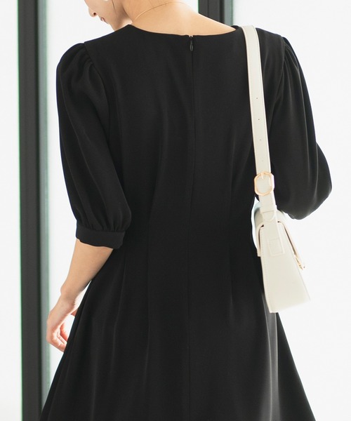 CELEN（セレン）の「【洗える/セット対応/オフィスカジュアル】五分袖タックワンピース 単品（スーツスカート・レディース・ブラック/グレー系その他/ブラウン/ネイビー・S/M/L/ST/MT/LT）」の15枚目の写真