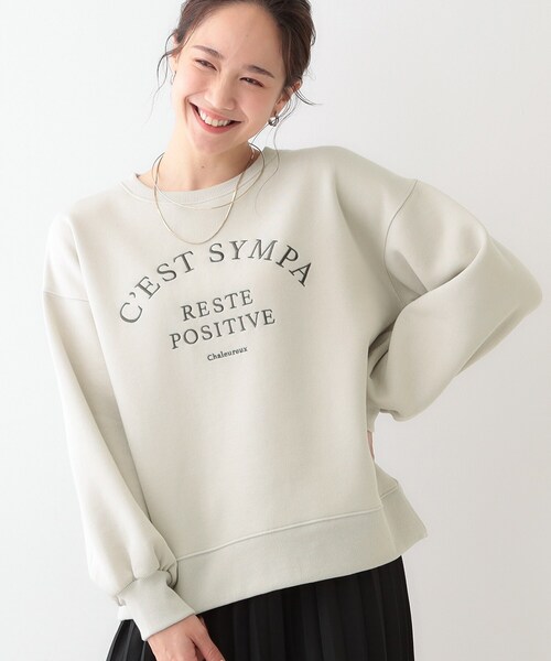 セール】【S-LL】大人なロゴ刺繡が魅力 裏起毛トップス（Tシャツ