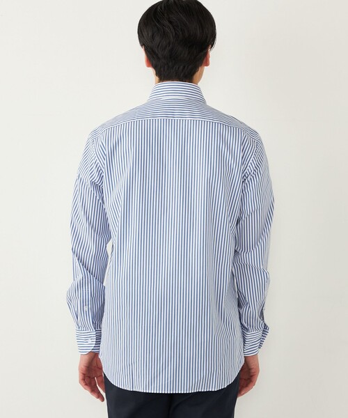 ストライプ ワイド シャツ 2色 ロールアップスリーブ 夏 cr9939 2サイズ展開】ROLL UP SLEEVE TOPS ロールアップスリーブ