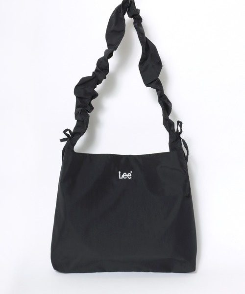 Lee(リー)の「Lee/リー ロゴ ワンポイント刺繍 2Way シャーリングショルダーバッグ/ビッグショルダーバッグ/ニュースペーパーバッグ/レディース メンズ/大容量(ショルダーバッグ・レディース・ブラック/シルバー/ライトベージュ・FREE)」の4枚目の写真