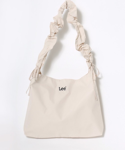 Lee(リー)の「Lee/リー ロゴ ワンポイント刺繍 2Way シャーリングショルダーバッグ/ビッグショルダーバッグ/ニュースペーパーバッグ/レディース メンズ/大容量(ショルダーバッグ・レディース・ブラック/シルバー/ライトベージュ・FREE)」の5枚目の写真