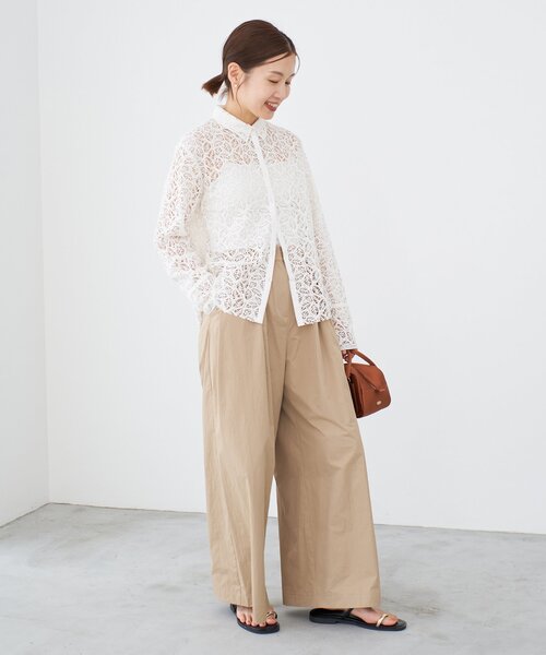 IENA ラッセルレース　シャツ　todayful セール】《追加》ラッセルレースシャツ（シャツ/ブラウス