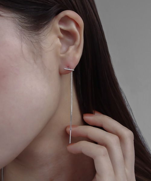 abaskdesign（アバスクデザイン）の「金属アレルギー対応 シンプルT字アメリカンピアス（ピアス（両耳用）・レディース・シルバー/ゴールド・FREE）」の2枚目の写真