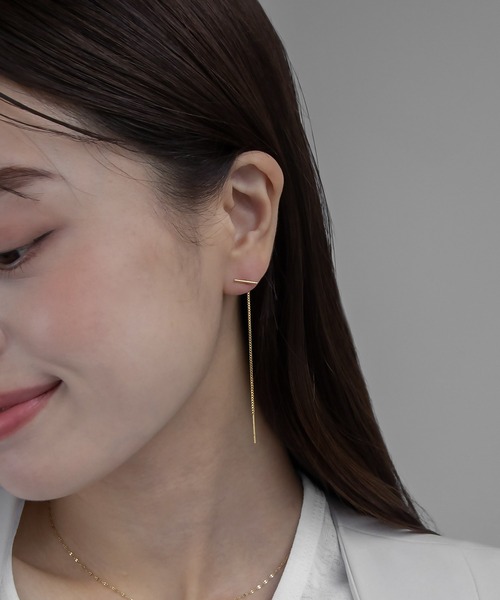 abaskdesign（アバスクデザイン）の「金属アレルギー対応 シンプルT字アメリカンピアス（ピアス（両耳用）・レディース・シルバー/ゴールド・FREE）」の3枚目の写真