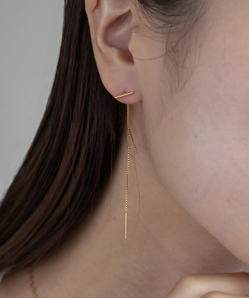 abaskdesign（アバスクデザイン）の「金属アレルギー対応 シンプルT字アメリカンピアス（ピアス（両耳用）・レディース・シルバー/ゴールド・FREE）」の4枚目の写真