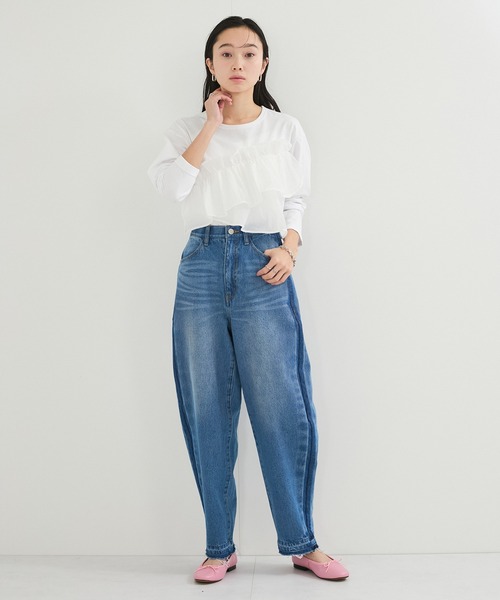 シアーフリルアシメコンビプル（Tシャツ/カットソー）｜LE
