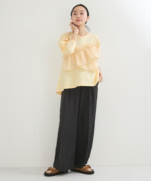 AER ADAM ET ROPE - tシャツ シアーフリルアシメコンビプル レディース シアーフリルアシメコンビプル（Tシャツ/カットソー）｜LE