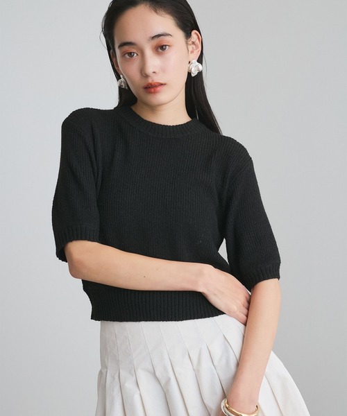 VIS(ビス)の「【洗える】アイレットブークレコンパクトニット(Tシャツ/カットソー・レディース・ブラック/レッド/オフホワイト/ライトグリーン・FREE)」の7枚目の写真