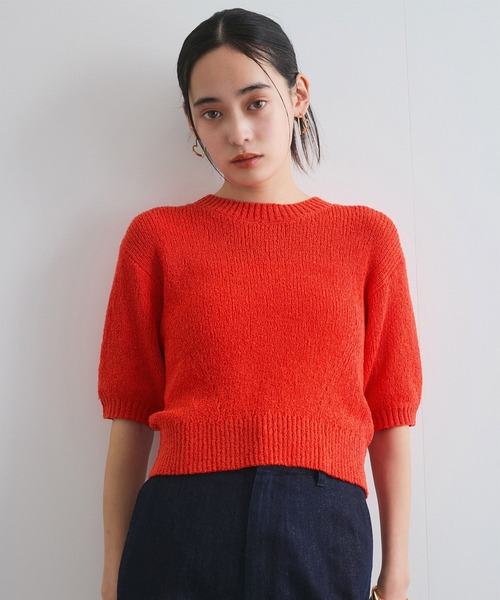 VIS(ビス)の「【洗える】アイレットブークレコンパクトニット(Tシャツ/カットソー・レディース・ブラック/レッド/オフホワイト/ライトグリーン・FREE)」の18枚目の写真