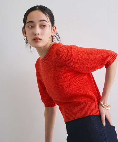 VIS(ビス)の「【洗える】アイレットブークレコンパクトニット(Tシャツ/カットソー・レディース・ブラック/レッド/オフホワイト/ライトグリーン・FREE)」の19枚目の写真