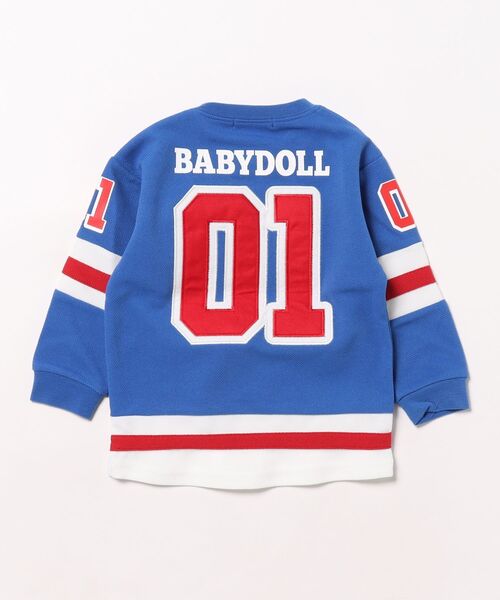 BABYDOLL（ベビードール）の「ワッペンワッフルゲームロンT 0241K（Tシャツ/カットソー・キッズ・ロイヤルブルー・80ｃｍ/110cm/100cm/120cm/140cm/90cm/130cm）」の2枚目の写真