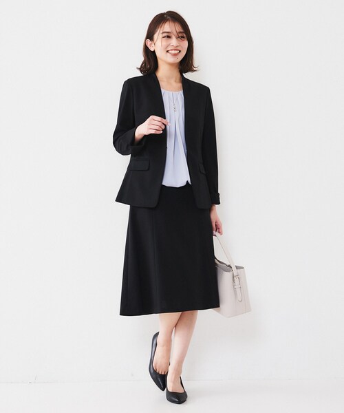 美品＊アンタイトル スーツセットアップ M スカート パンツ シルク混 ブラック セール】【セットアップ可能】コットン混ジャージ マーメイド