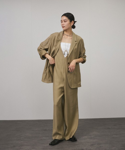 SALON adam et rope'（サロン アダム エ ロペ）の「【セットアップ対応】コンフォートジャケット（テーラードジャケット・レディース・ベージュ/チャコールグレー・M/S）」の7枚目の写真