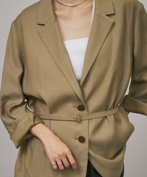 SALON adam et rope'（サロン アダム エ ロペ）の「【セットアップ対応】コンフォートジャケット（テーラードジャケット・レディース・ベージュ/チャコールグレー・M/S）」の10枚目の写真