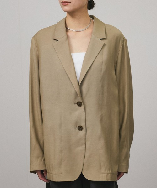 SALON adam et rope'（サロン アダム エ ロペ）の「【セットアップ対応】コンフォートジャケット（テーラードジャケット・レディース・ベージュ/チャコールグレー・M/S）」の11枚目の写真