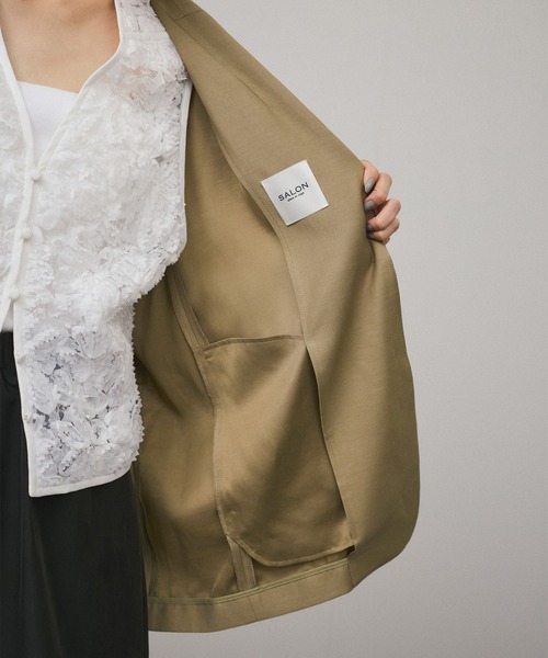 SALON adam et rope'（サロン アダム エ ロペ）の「【セットアップ対応】コンフォートジャケット（テーラードジャケット・レディース・ベージュ/チャコールグレー・M/S）」の19枚目の写真
