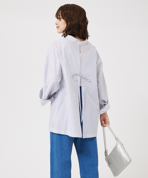 abahouse mavie(アバハウスマヴィ)の「ワイドスリーブ2WAYシャツ/春服(シャツ/ブラウス・レディース・ブルー系その他/ホワイト系その他・フリー)」の3枚目の写真