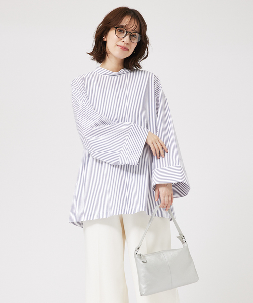 abahouse mavie(アバハウスマヴィ)の「ワイドスリーブ2WAYシャツ/春服(シャツ/ブラウス・レディース・ブルー系その他/ホワイト系その他・フリー)」の5枚目の写真