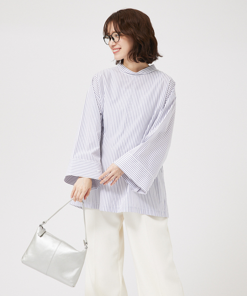 abahouse mavie(アバハウスマヴィ)の「ワイドスリーブ2WAYシャツ/春服(シャツ/ブラウス・レディース・ブルー系その他/ホワイト系その他・フリー)」の6枚目の写真