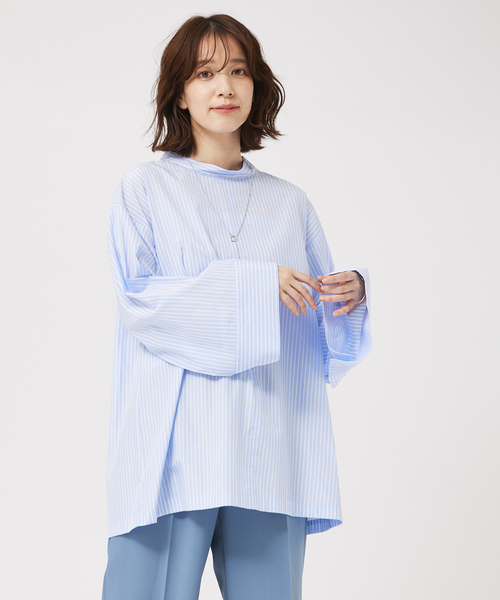 abahouse mavie(アバハウスマヴィ)の「ワイドスリーブ2WAYシャツ/春服(シャツ/ブラウス・レディース・ブルー系その他/ホワイト系その他・フリー)」の10枚目の写真