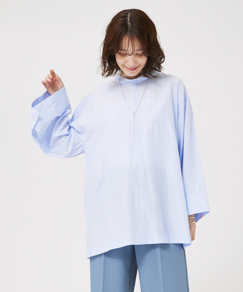abahouse mavie(アバハウスマヴィ)の「ワイドスリーブ2WAYシャツ/春服(シャツ/ブラウス・レディース・ブルー系その他/ホワイト系その他・フリー)」の11枚目の写真