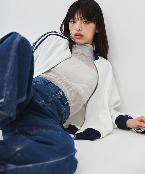 DIP IN CHOCOLATE(ディップインチョコレート)の「袖リボン トラックジャケット【DIP IN CHOCOLATE】(ジャージ・レディース・オフホワイト/ブラック/ライトグレー・F)」の12枚目の写真