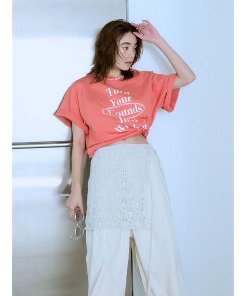 Ungrid（アングリッド）の「ヴィンテージウォッシュロゴビッグTee（Tシャツ/カットソー・レディース・オレンジ/パープル/ブラウン/アイボリー・FREE）」の7枚目の写真