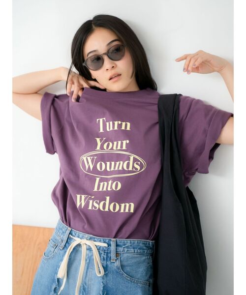 Ungrid（アングリッド）の「ヴィンテージウォッシュロゴビッグTee（Tシャツ/カットソー・レディース・オレンジ/パープル/ブラウン/アイボリー・FREE）」の20枚目の写真