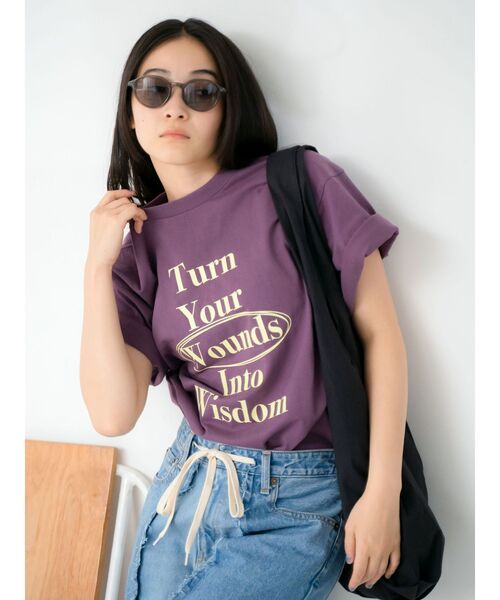 AelfricEden コア ヴィンテージウォッシュ Tシャツ コットン FADE WASH CUFFS OPEN EMBROIDERY T-SHIRT/フェイドウォッシュ