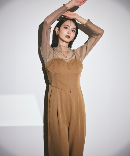 darial（ダリアル）の「【darial】2way lame set up 2点セット 2way ラメ セットアップ お呼ばれ 結婚式 二次会 成人式 同窓会 セレモニードレス パーティドレス オケージョンドレス（パンツドレス・レディース・グレー/ブラック/ブラウン・S/M）」の3枚目の写真