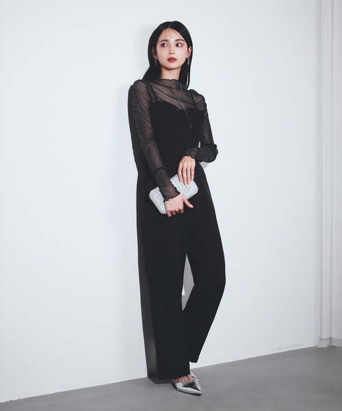 darial（ダリアル）の「【darial】2way lame set up 2点セット 2way ラメ セットアップ お呼ばれ 結婚式 二次会 成人式 同窓会 セレモニードレス パーティドレス オケージョンドレス（パンツドレス・レディース・グレー/ブラック/ブラウン・S/M）」の4枚目の写真