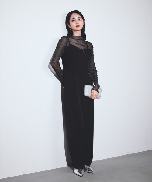 darial（ダリアル）の「【darial】2way lame set up 2点セット 2way ラメ セットアップ お呼ばれ 結婚式 二次会 成人式 同窓会 セレモニードレス パーティドレス オケージョンドレス（パンツドレス・レディース・グレー/ブラック/ブラウン・S/M）」の5枚目の写真