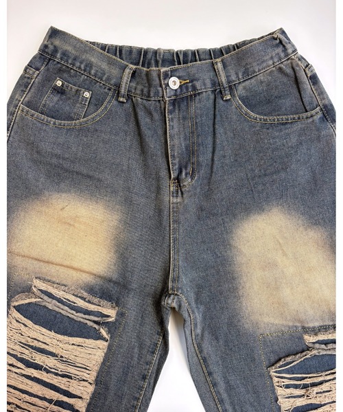 FUNdaysion（ファンデイション）の「アシンメトリーダメージルーズデニムパンツ（デニムパンツ・レディース・ブルー/ブラック・S/M/L）」の19枚目の写真