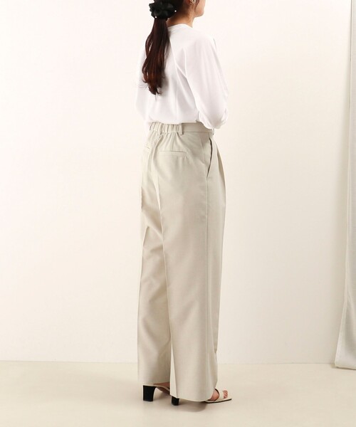 NOLLEY'S LIGHT(ノーリーズライト)の「《セットアップ対応》リサイクルリネンライク ワンタックセミワイドパンツ(その他パンツ・レディース・ネイビー/ベージュ・36/38)」の4枚目の写真