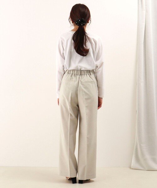 NOLLEY'S LIGHT(ノーリーズライト)の「《セットアップ対応》リサイクルリネンライク ワンタックセミワイドパンツ(その他パンツ・レディース・ネイビー/ベージュ・36/38)」の3枚目の写真