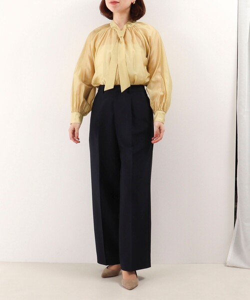 NOLLEY'S LIGHT(ノーリーズライト)の「《セットアップ対応》リサイクルリネンライク ワンタックセミワイドパンツ(その他パンツ・レディース・ネイビー/ベージュ・36/38)」の22枚目の写真