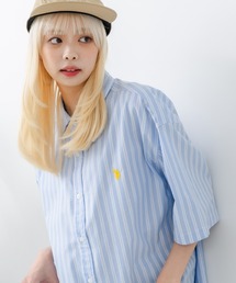 【U.S. POLO ASSN./ユーエスポロアッスン】ワンポイント刺繍ロゴ オーバーサイズ S/S レギュラーカラーブロード