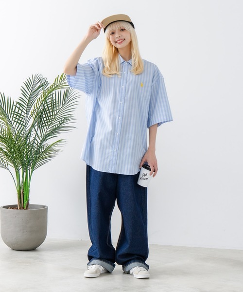 U.S. POLO ASSN.（ユーエスポロアッスン）の「【U.S. POLO ASSN./ユーエスポロアッスン】ワンポイント刺繍ロゴ オーバーサイズ S/S レギュラーカラーブロード（シャツ/ブラウス・メンズ・サックスブルー/ブラック/ネイビー/ホワイト/ブルー・M/L/X-LARGE）」の21枚目の写真