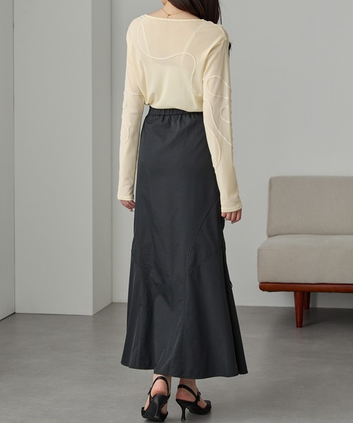 Cieluna（シエルナ）の「【Cieluna】コード刺繍シアーロングスリーブカットソー（Tシャツ/カットソー・レディース・グレー/ブルー/アイボリー/ブラック・FREE）」の10枚目の写真