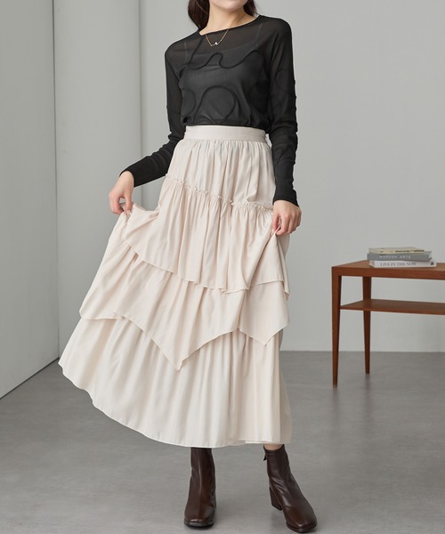 Cieluna（シエルナ）の「【Cieluna】コード刺繍シアーロングスリーブカットソー（Tシャツ/カットソー・レディース・グレー/ブルー/アイボリー/ブラック・FREE）」の20枚目の写真