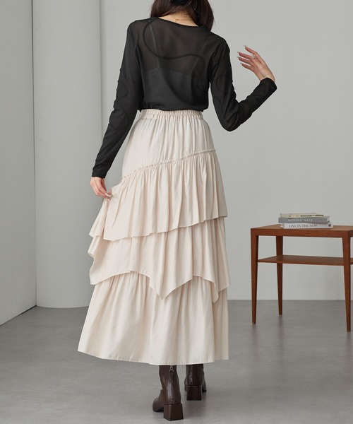 Cieluna（シエルナ）の「【Cieluna】コード刺繍シアーロングスリーブカットソー（Tシャツ/カットソー・レディース・グレー/ブルー/アイボリー/ブラック・FREE）」の21枚目の写真