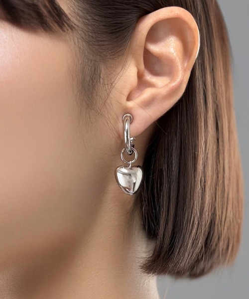 tone（トーン）の「【As】【金属アレルギー対応】NO.178  チャンキーフープ×銅玉　イヤリング（ニッケルフリー）(MA)（イヤリング・レディース・ゴールド/シルバー/ゴールド系2/シルバー系2・FREE）」の2枚目の写真