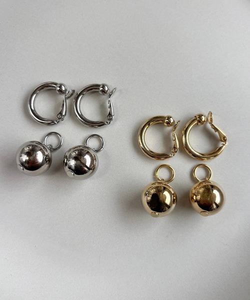 tone（トーン）の「【As】【金属アレルギー対応】NO.178  チャンキーフープ×銅玉　イヤリング（ニッケルフリー）(MA)（イヤリング・レディース・ゴールド/シルバー/ゴールド系2/シルバー系2・FREE）」の8枚目の写真