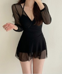 gossip!ロサンゼルス(ゴシップロサンゼルス)のY2K 体型カバー フレアワンピース シアースカート付き 温泉水着  swim wear(水着)