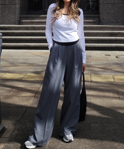 esutoreja(エストレジャ)の「レイヤードロングスリーブトップス(Tシャツ/カットソー・レディース・ピンク/ベージュ/アイボリー/ブラック・FREE)」の8枚目の写真