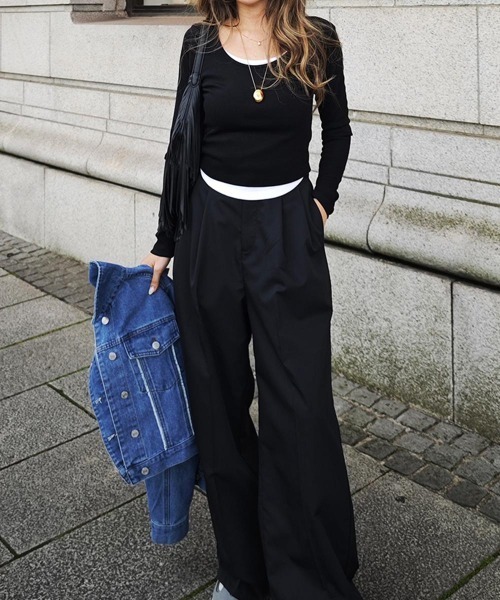 esutoreja(エストレジャ)の「レイヤードロングスリーブトップス(Tシャツ/カットソー・レディース・ピンク/ベージュ/アイボリー/ブラック・FREE)」の10枚目の写真