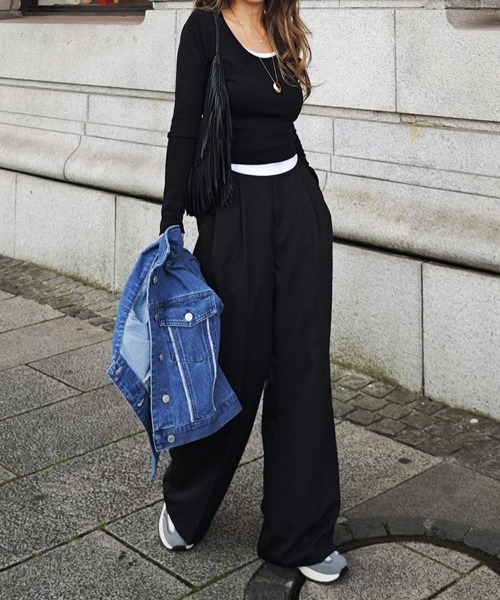 esutoreja(エストレジャ)の「レイヤードロングスリーブトップス(Tシャツ/カットソー・レディース・ピンク/ベージュ/アイボリー/ブラック・FREE)」の11枚目の写真