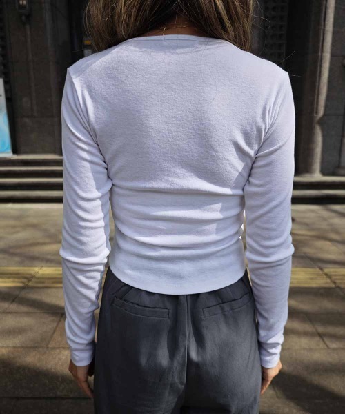 esutoreja(エストレジャ)の「レイヤードロングスリーブトップス(Tシャツ/カットソー・レディース・ピンク/ベージュ/アイボリー/ブラック・FREE)」の20枚目の写真