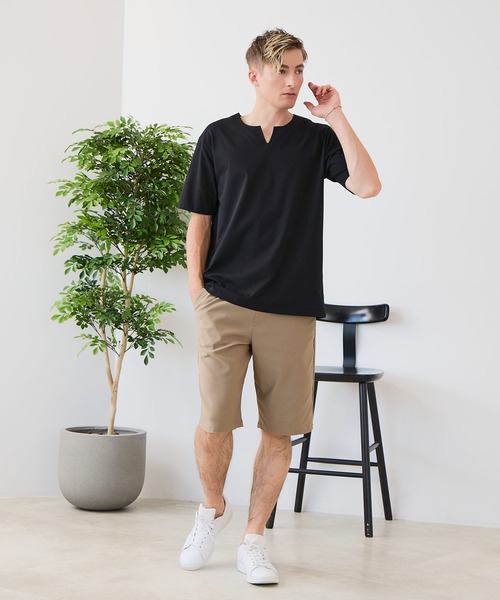 UNIIT(ユニット)の「【汗染みの目立ちにくいTシャツ ZEROSTAIN/ゼロステイン】キーネックTシャツ 防汚 UVカット 綿タッチ・厚手(Tシャツ/カットソー・メンズ・オフホワイト/ホワイト/ネイビー/ブラック・X-LARGE/LARGE/MEDIUM)」の10枚目の写真