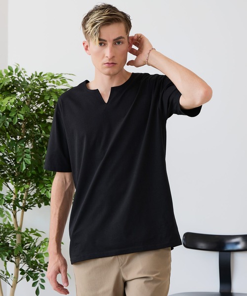 UNIIT(ユニット)の「【汗染みの目立ちにくいTシャツ ZEROSTAIN/ゼロステイン】キーネックTシャツ 防汚 UVカット 綿タッチ・厚手(Tシャツ/カットソー・メンズ・オフホワイト/ホワイト/ネイビー/ブラック・X-LARGE/LARGE/MEDIUM)」の13枚目の写真